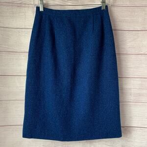 Vintage Blue Pencil Skirt Knee Length and back Zipper Closure